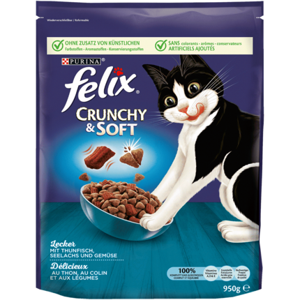 FELIX® Crunchy & Soft mit Thunfisch, Seelachs und Gemüse