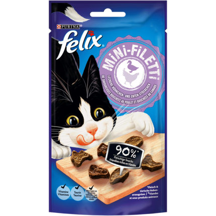 FELIX® Mini-Filetti mit leckeren Hühnchen- und Enten-Stückchen