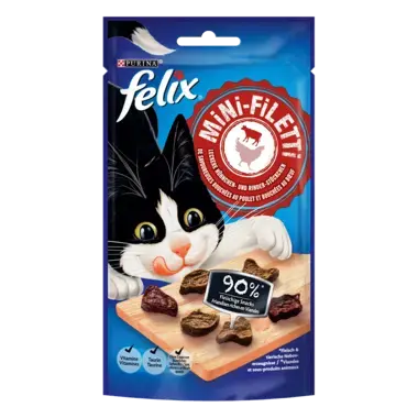 FELIX® Mini-Filetti mit leckeren Hühnchen- und Rinder-Stückchen Vorderansicht