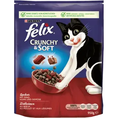FELIX® Crunchy & Soft mit Rind, Huhn und Gemüse Vorderansicht