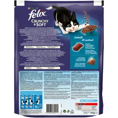 FELIX® Crunchy & Soft mit Thunfisch, Seelachs und Gemüse Rückseite