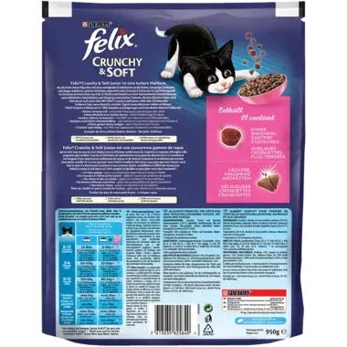 FELIX® Crunchy & Soft Junior mit Huhn und Gemüse Rückseite