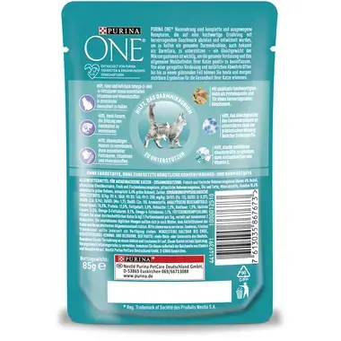 Purina ONE® Coat & Hairball mit Huhn und grünen Bohnen Rückseite