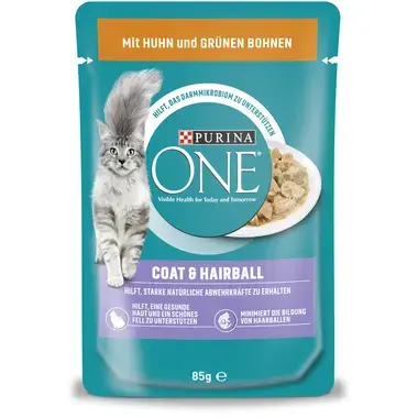 Purina ONE® Coat & Hairball mit Huhn und grünen Bohnen Vorderansicht