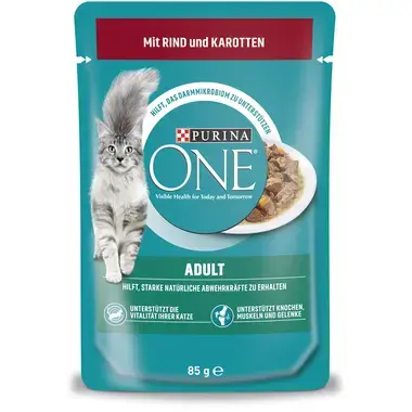 Purina ONE® Adult mit Rind & Karotten Vorderansicht